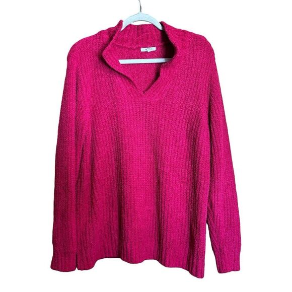 Maurices Tunic Sweater Womens XXL Pink Chunky Split Neck Pullover Sweatshirt - Picture 1 of 9